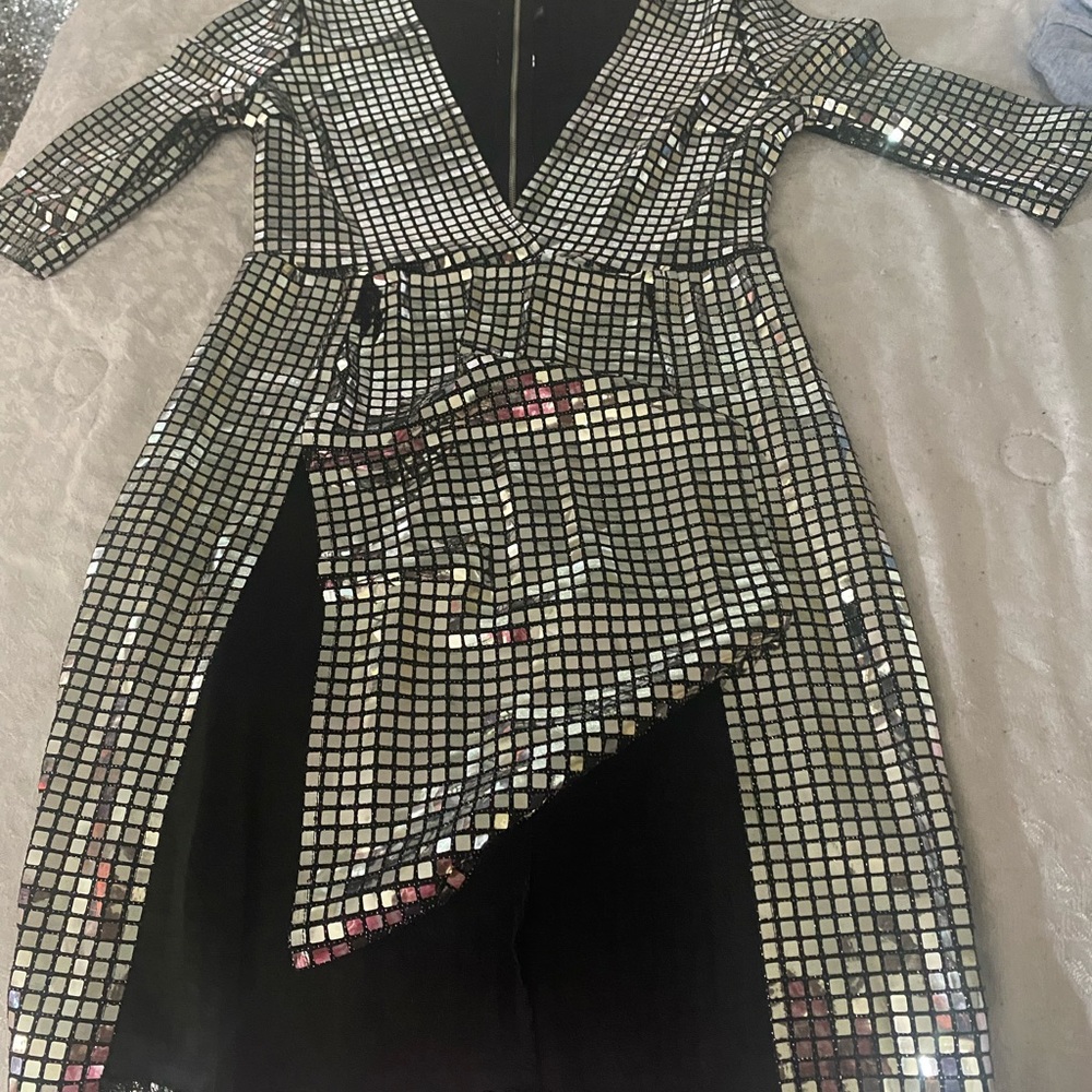 Silver sequins dress with split on both sides